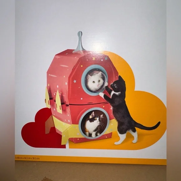 Boots & Barkley Cat‎ House 2 Story Retro Spaceship Cat Scratcher With Bubble NEW - Picture 5 of 5
